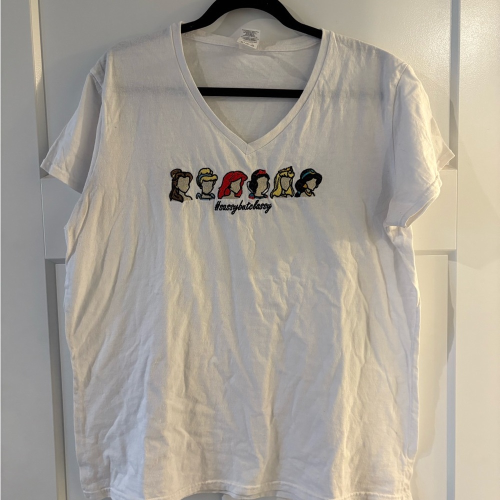 Disney Women’s Embroidered Graphic T-Shirt with Princesses